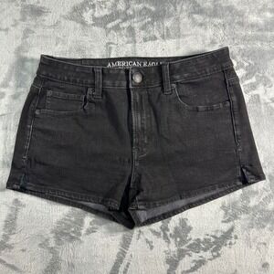 American Eagle Outfitters Hi Rise Shortie Black Denim Jean Shorts Womens Size 4